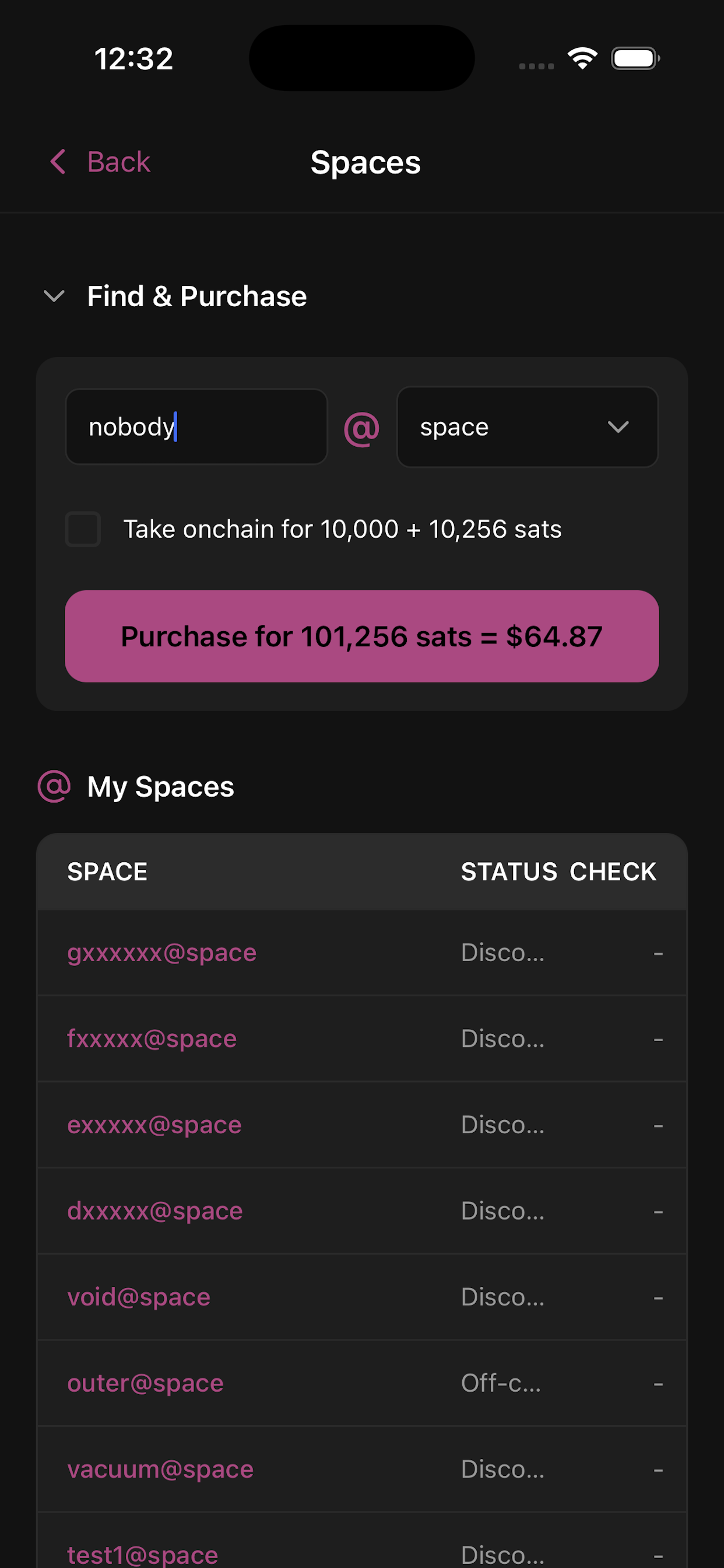 SpacesWallet send flow
